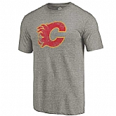 Men's Calgary Flames Throwback Logo 1980 1981 Tri Blend T-Shirt Ash FengYun,baseball caps,new era cap wholesale,wholesale hats